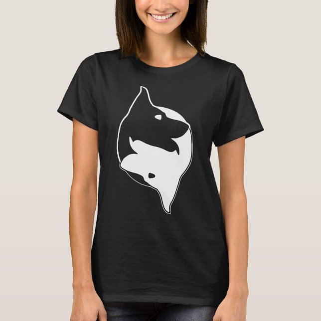 Cool Yin Yang Dog Cute Shepherd Sheepdog Tee (Framsida)