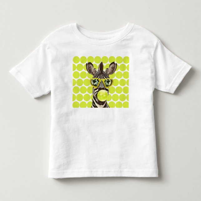 Cool zebra med solglasögon & bubbelgummi Pop Art T Shirt (Framsida)