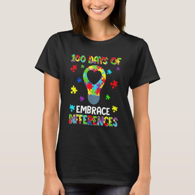 Coola 100 dagars ökad medvetenhet om autism t shirt (Framsida)
