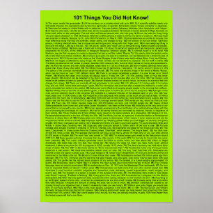 Coola 101 Sak du inte kände till (Lime Neon) Poster