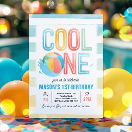 Coola 1:a födelsedagen Party i Bassäng Party Inbjudningar