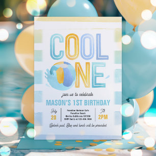 Coola 1:a födelsedagen Party i Bassäng Party Inbjudningar