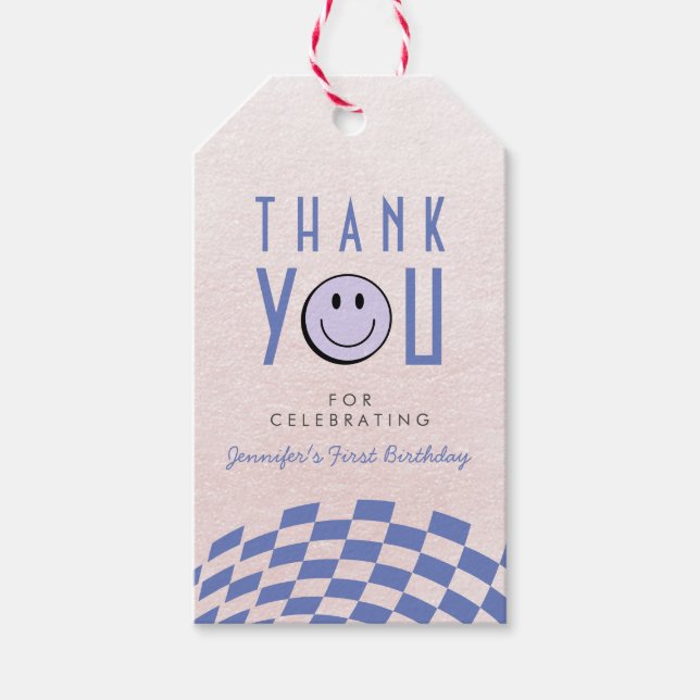 Coola 1-flickans första födelsedag, kontrollerad r presentetikett (Framsidan)