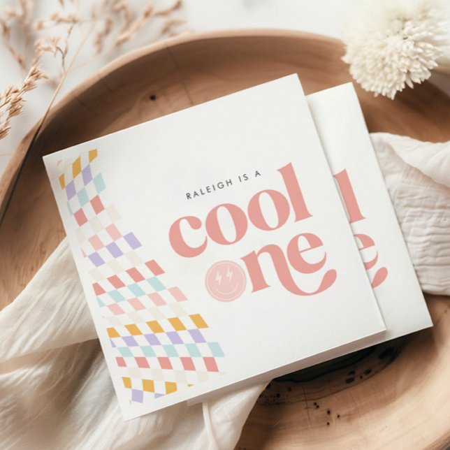 Coola 1 Groovy Girl's Checkered Retro Pappersservett (Skapare uppladdad)