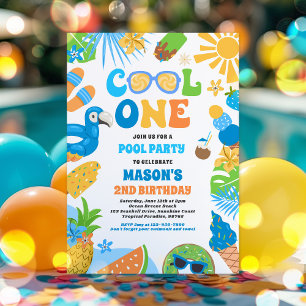 Coola 1 Tropiskt sommarströ 1:a födelsedag Party Inbjudningar