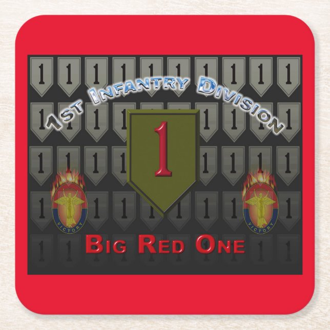 Coola 1st Infantry Division Underlägg Papper Kvadrat (Framsidan)