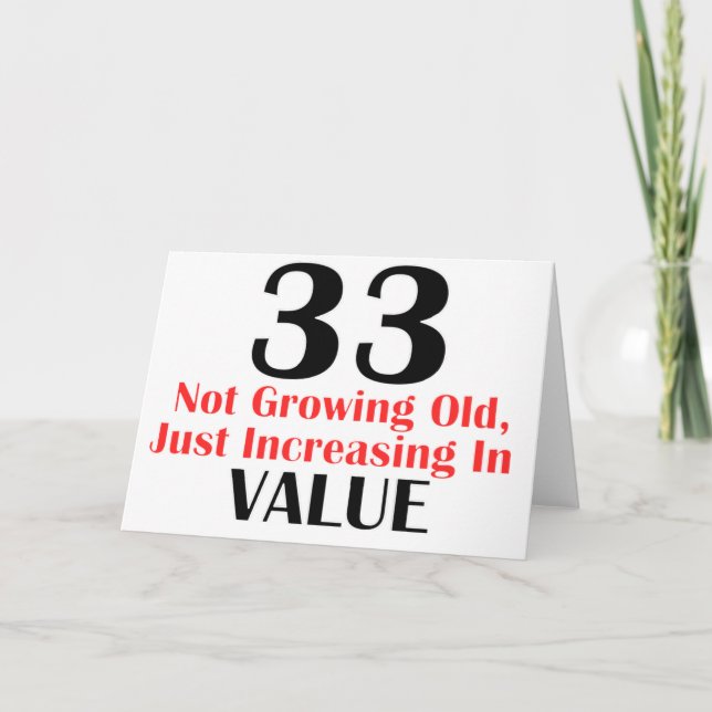 COOLA 33 ÅR GAMMALA FÖDELSEDAGDESIGNER KORT (Framsida)