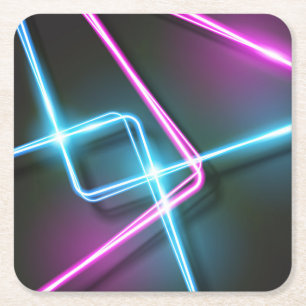 Coola 3-dimensionell Abstrakt Neon Ljus Underlägg Papper Kvadrat