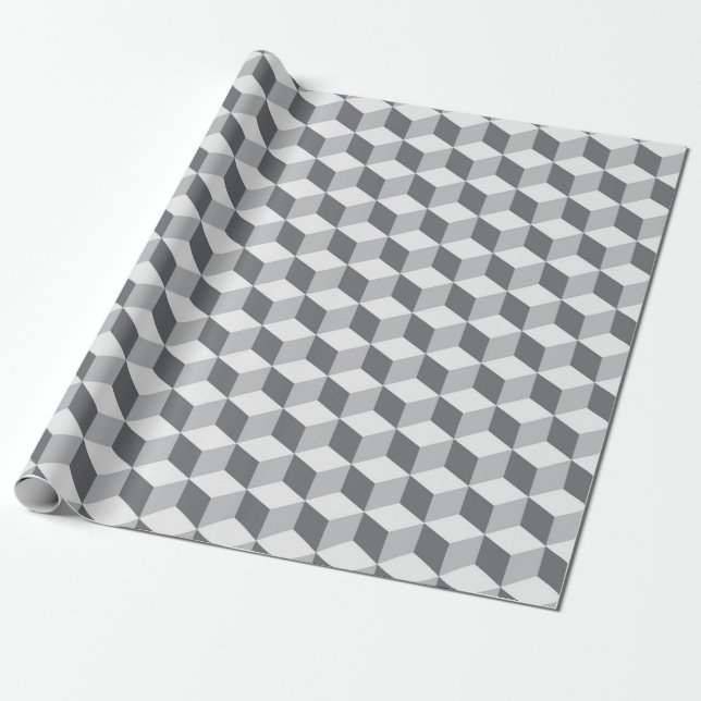 Coola 3D-effektens Pappra omslagning av kubiksväll Presentpapper (Utrullad)
