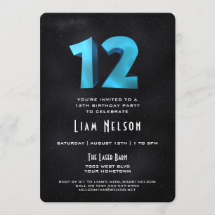 Coola 3D på Svarta 12:e Födelsedagsfest inbjudan