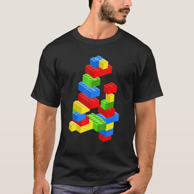 Coola 4e födelsedagen Bygger block 4 år gammal poj T Shirt (Framsida)