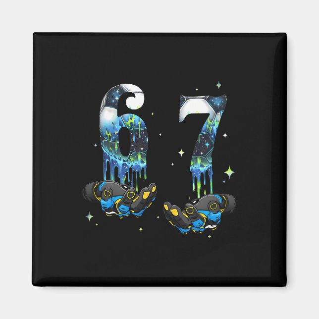 Coola 67 Six Seven Meme Fotboll Footbyll Drip Pojk Magnet (Framsidan)
