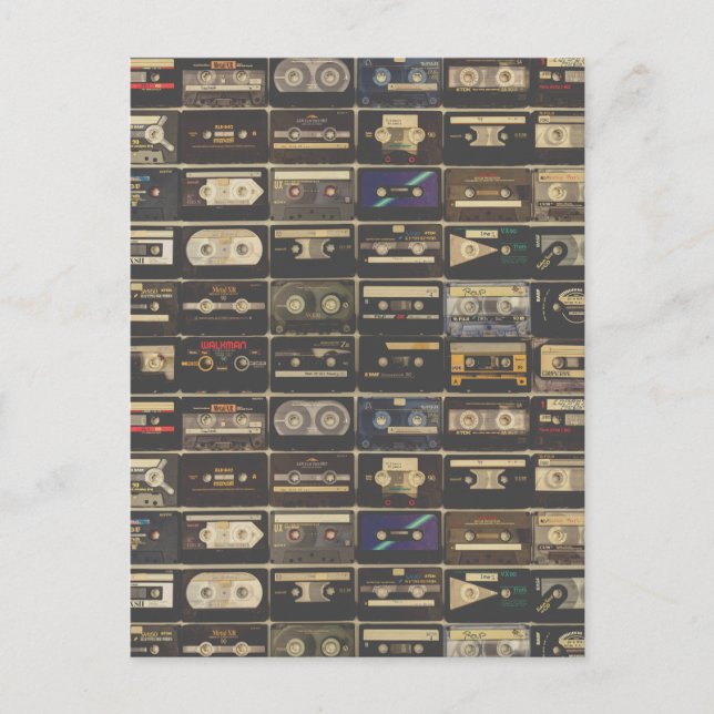 Coola 80s-vintagens kassett vykort (Framsida)