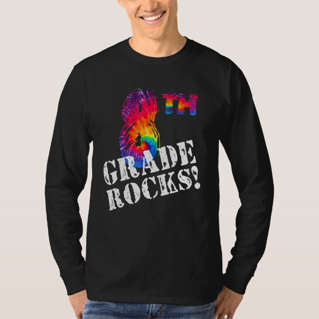 Coola 8:e Klass Sten Tie Dye Lärare tillbaka till  T Shirt (Framsida)