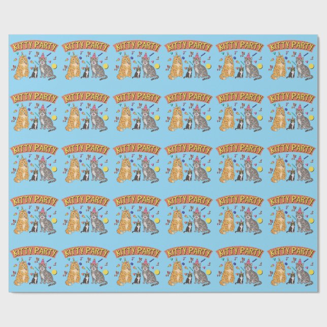 Coola 90-tals kattparty 1990-tals tema katt presentpapper (Platt)