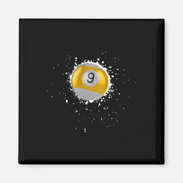 Coola 9 boll Nine Bassäng Billiards Paint Splatter Magnet (Framsidan)