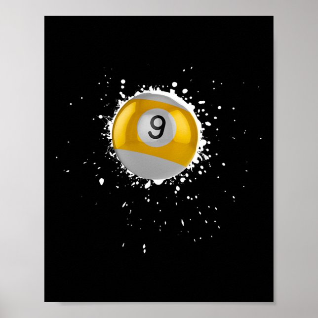Coola 9 boll Nine Bassäng Billiards Paint Splatter Poster (Framsidan)