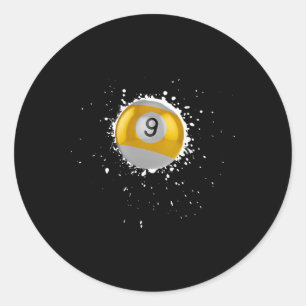 Coola 9 boll Nine Bassäng Billiards Paint Splatter Runt Klistermärke