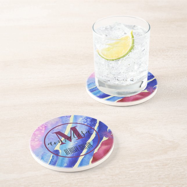 Coola Abstrakt Art Blå Lila Rosa Magenta Underlägg (Sidan)