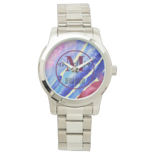 Coola Abstrakt Art Blue Lila Rosa Magenta E-Watch Armbandsur