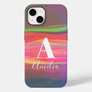 Coola Abstrakt Art Monogram Namn Shock rosa