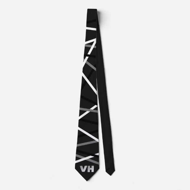 Coola Abstrakt Black White Stripe Guitar Initialer Slips (Framsida)
