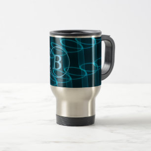 Coola Abstrakt Blue Neon Vågar Monogram Resemugg