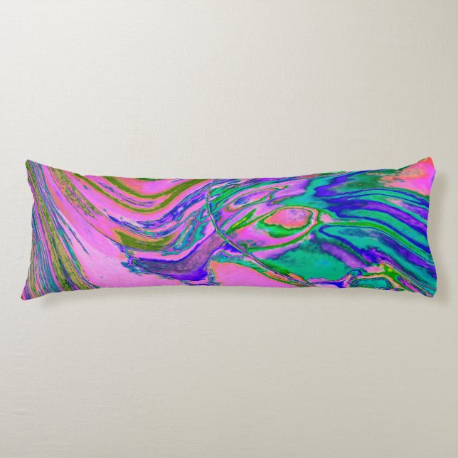 Coola Abstrakt Chartreuse och Shock rosa Groovy Re Kroppskudde (Framsidan)