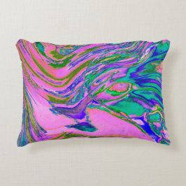 Coola Abstrakt Chartreuse och Shock rosa Groovy Re Prydnadskudde