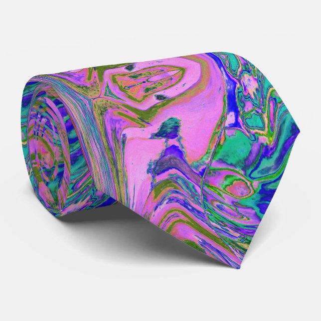 Coola Abstrakt Chartreuse och Shock rosa Groovy Re Slips (Rullad)