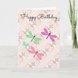 Coola Abstrakt Dragonfly Birthday Card Kort