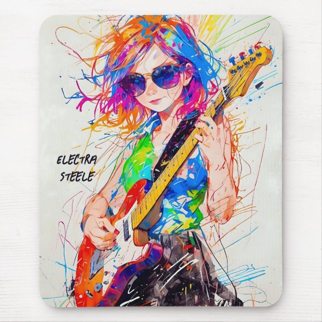 Coola Abstrakt Female pop Art Anime Guitarist Musmatta (Framsidan)