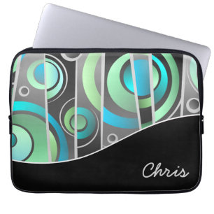Coola Abstrakt Geometric Mönster med Monogram Laptop Sleeve