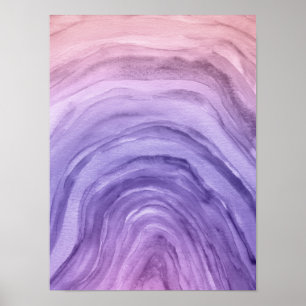 Coola Abstrakt Lila Lavender Agate Watercolor Art Poster