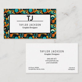 Coola Abstrakt Mönster Monogram Initialer Visitkort