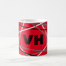 Coola Abstrakt Red Stripe Guitar Namn Initialer Kaffemugg