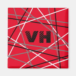 Coola Abstrakt Red Stripe Guitar Namn Initialer Magnet