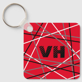 Coola Abstrakt Red Stripe Guitar Namn Initialer Nyckelring