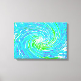 Coola Abstrakt Retro Aqua och Lime Green Swirl Canvastryck