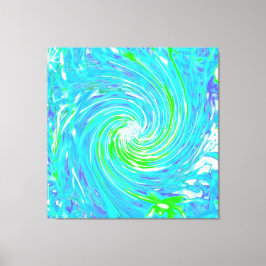 Coola Abstrakt Retro Aqua och Lime Green Swirl Canvastryck