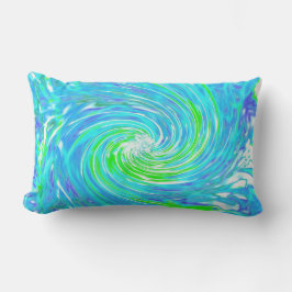 Coola Abstrakt Retro Aqua och Lime Green Swirl Lumbarkudde