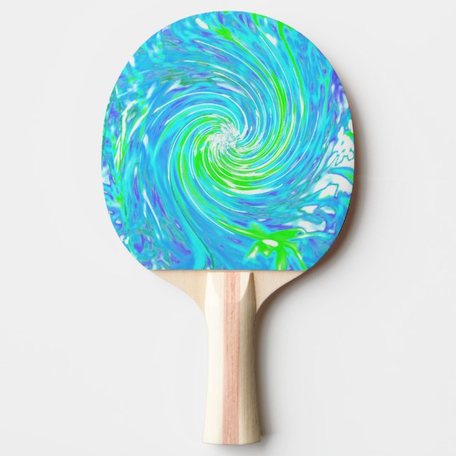 Coola Abstrakt Retro Aqua och Lime Green Swirl Pingisracket (Framsidan)