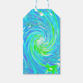 Coola Abstrakt Retro Aqua och Lime Green Swirl Presentetikett