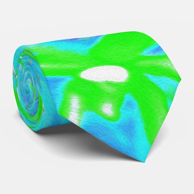 Coola Abstrakt Retro Aqua och Lime Green Swirl Slips (Rullad)