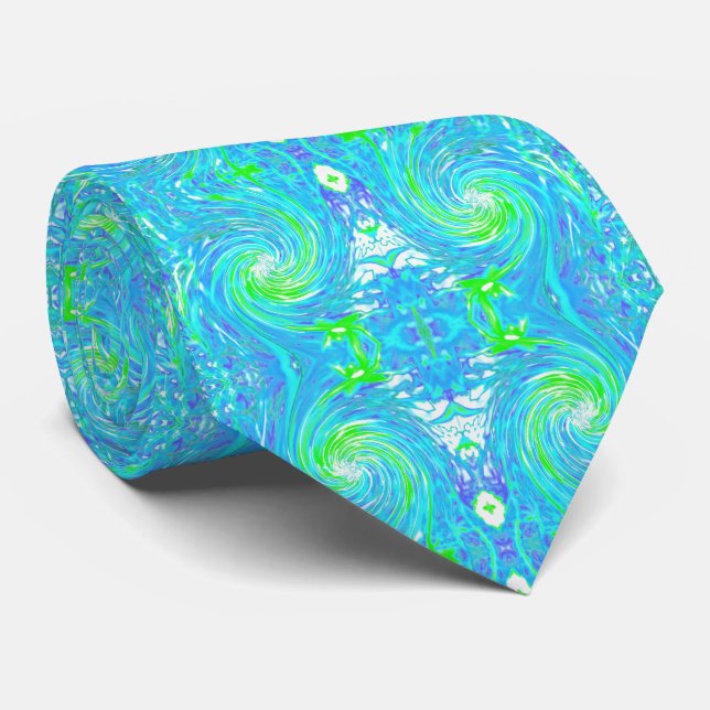 Coola Abstrakt Retro Aqua och Lime Green Swirl Slips (Rullad)