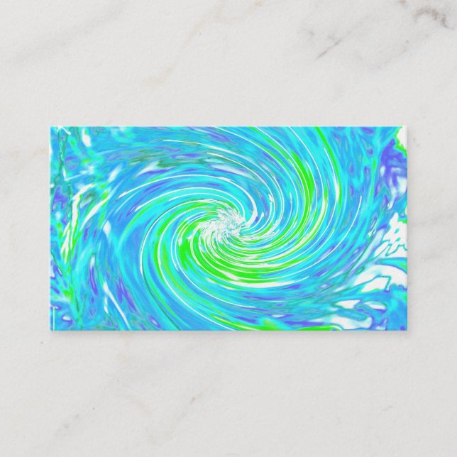 Coola Abstrakt Retro Aqua och Lime Green Swirl Visitkort (Framsida)