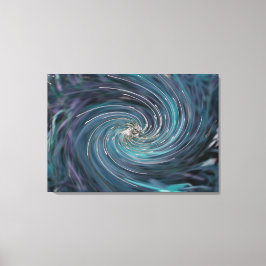 Coola Abstrakt Retro Black och Teal Cosmic Swirl Canvastryck