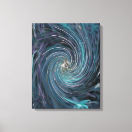 Coola Abstrakt Retro Black och Teal Cosmic Swirl Canvastryck