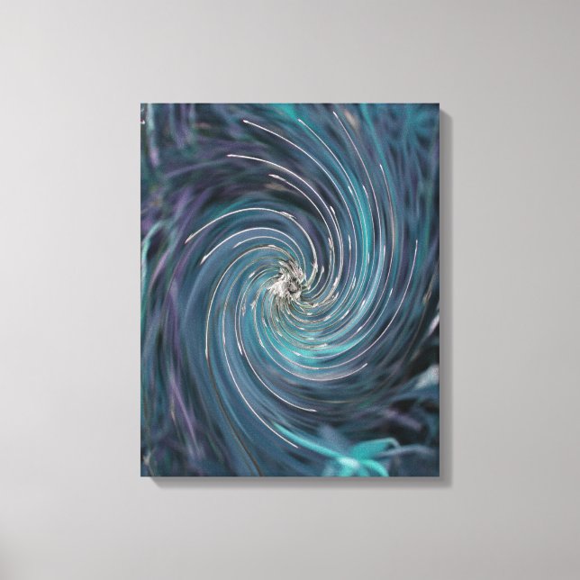 Coola Abstrakt Retro Black och Teal Cosmic Swirl Canvastryck (Framsida)