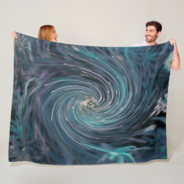 Coola Abstrakt Retro Black och Teal Cosmic Swirl Fleecefilt